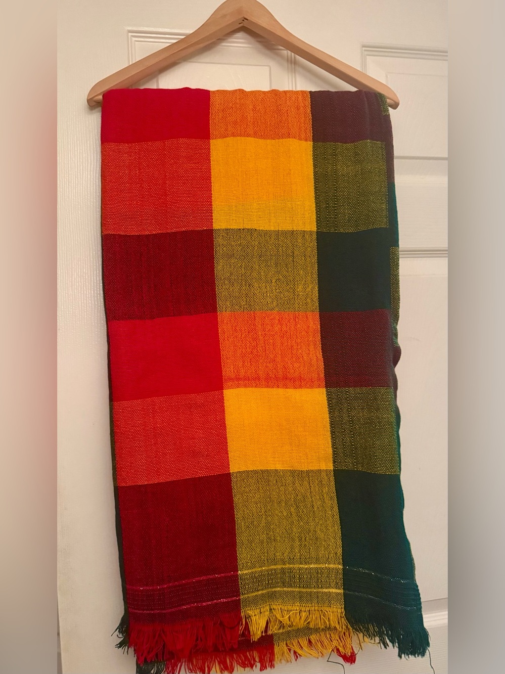 Multicolor Checkered Throw Blanket - Vibrant Red, Yellow, Green